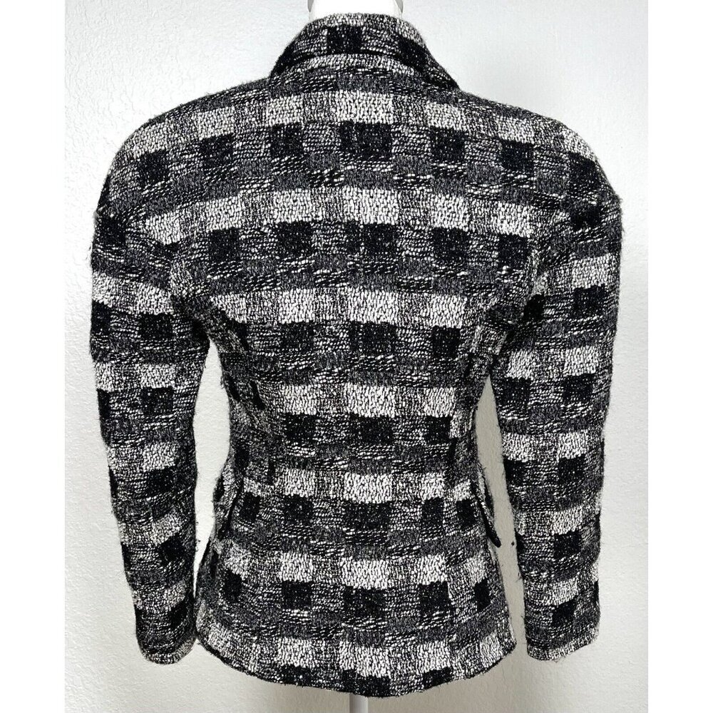 VTG ALBERTO MAKALI Womens SIZE 6 Black/White Tweed  JACKET Jewels Buttons *Flaw* - Picture 2 of 9